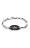 Gucci Trademark Chain Silver Bracelet with Black Enamel Tag YBA797043001 Bandiera Jewellers